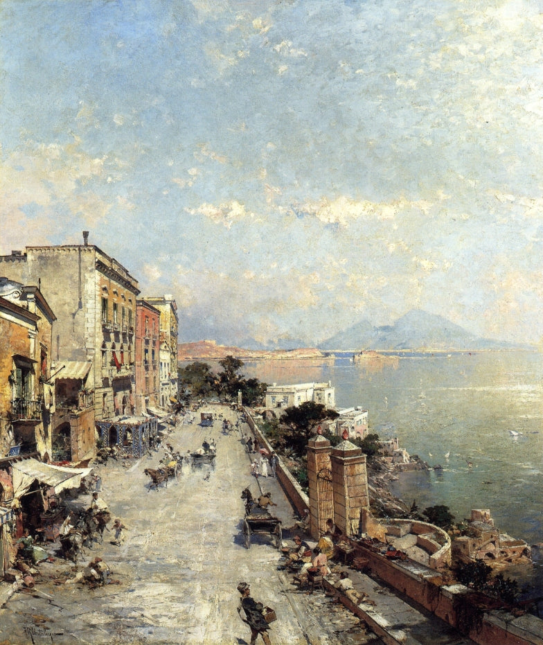 Posilipo, Naples, vintage artwork by Franz Richard Unterberger, 12x8" (A4) Poster