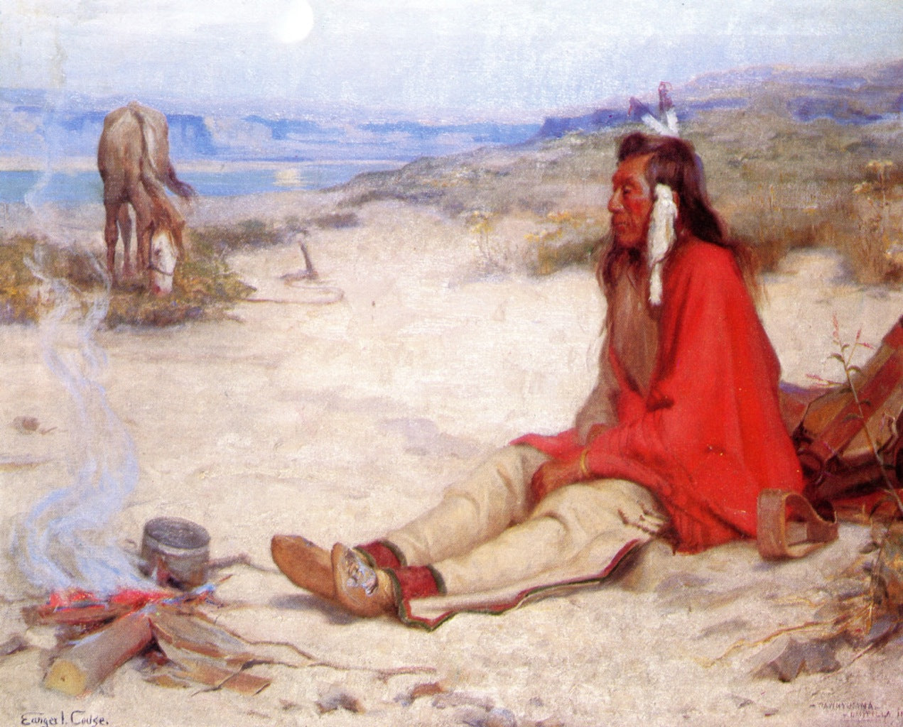 Pawhyumma, Umitilla Indian, vintage artwork by Eanger Irving Couse, 12x8" (A4) Poster