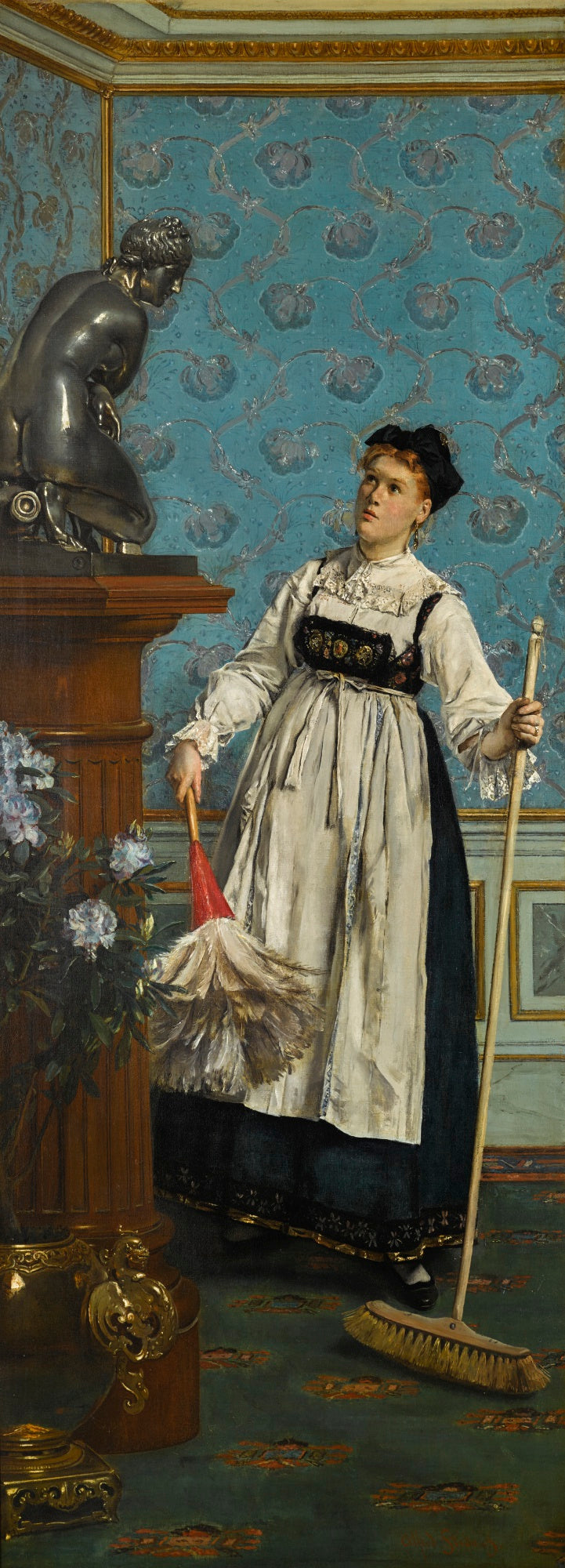 An Aspiring Connoisseur, vintage artwork by Alfred Émile Leopold Stevens, 12x8" (A4) Poster