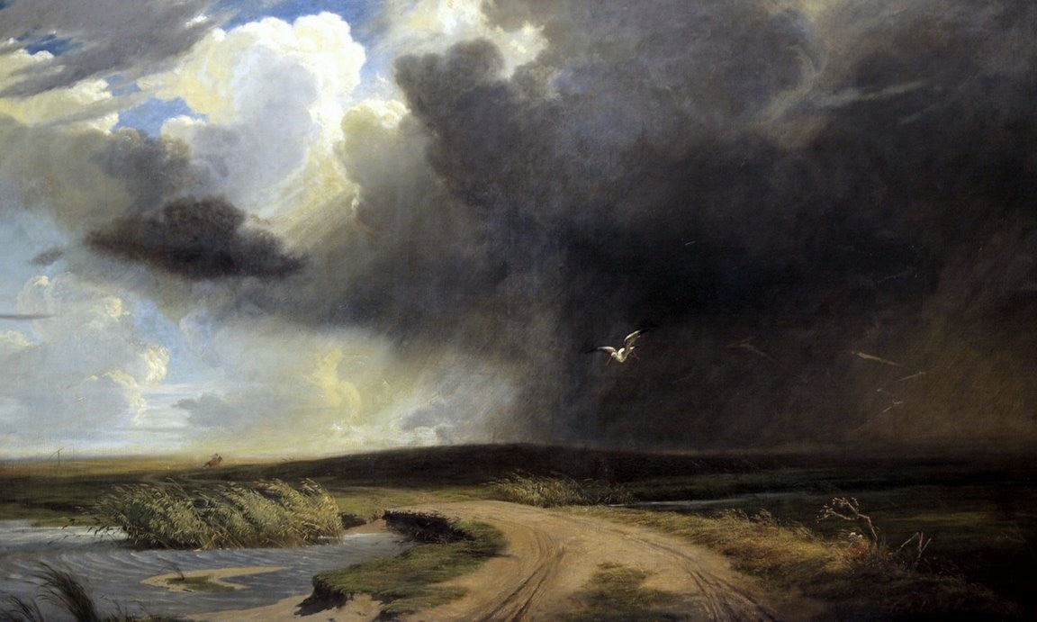 Thunderstorm over the Puszta, vintage artwork by Károly Lotz, 12x8" (A4) Poster