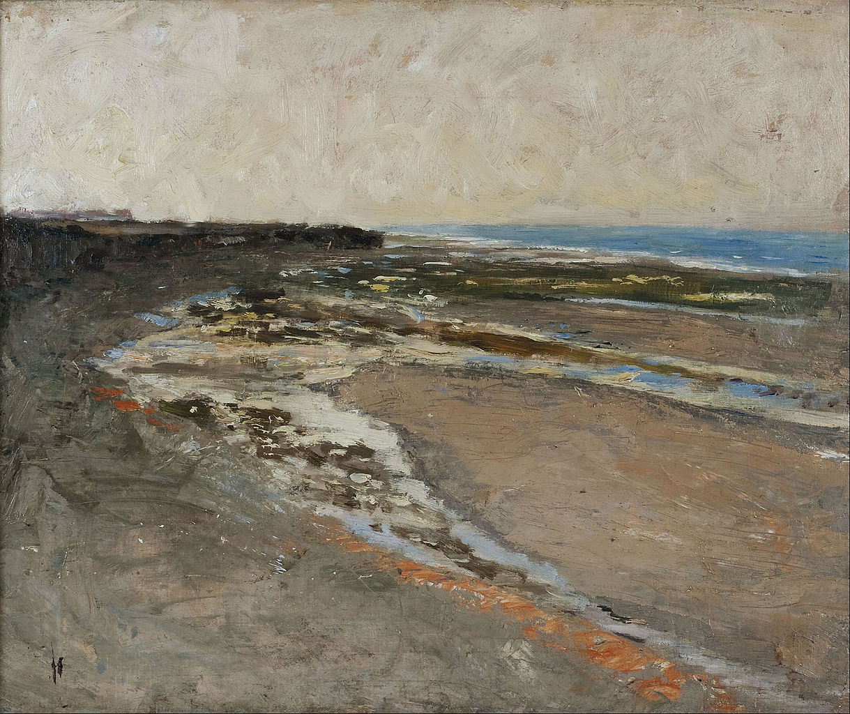 Seashore at Luc-sur-Mer, vintage artwork by Carl Fredrik Hill, 12x8" (A4) Poster