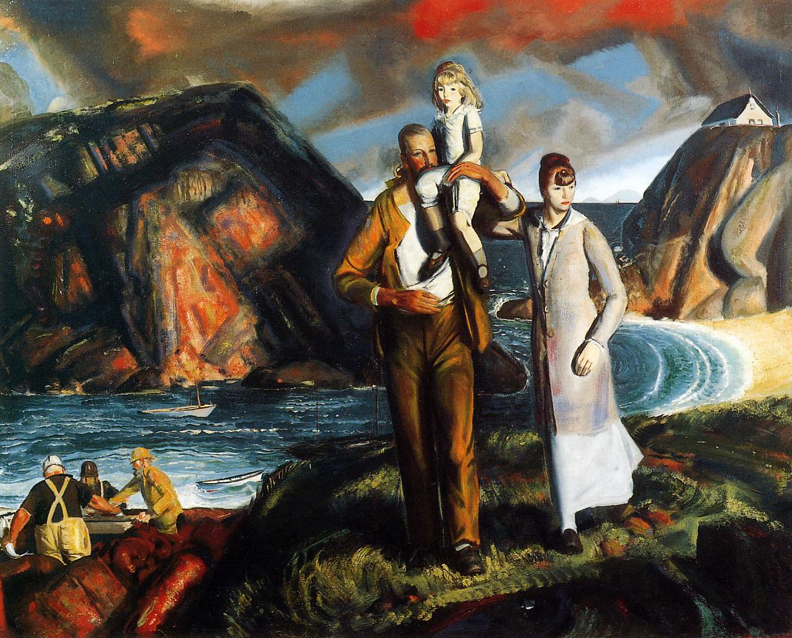 Fisherman's Family, vintage artwork by George Wesley Bellows, 12x8" (A4) Poster