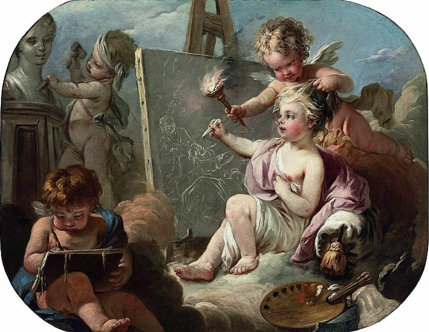 An Allegory of the Arts, vintage artwork by Jean-Baptiste Deshays de Colleville, 12x8" (A4) Poster