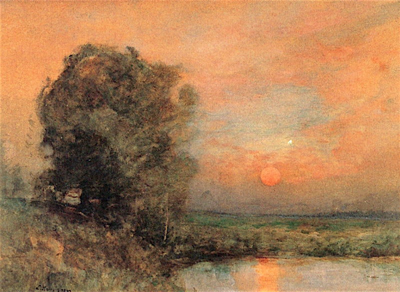 Pond at Sunset, vintage artwork by Charles Harry Eaton, 12x8" (A4) Poster