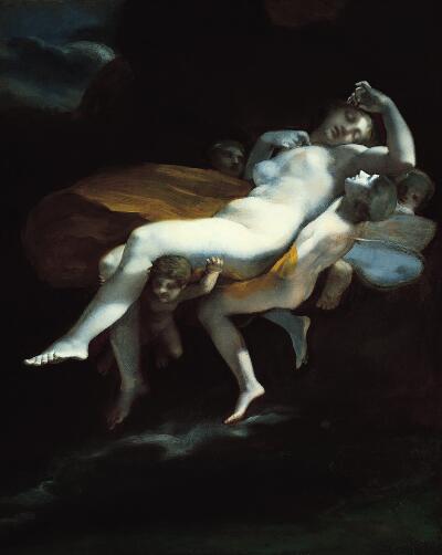 The Abduction of Psyche by  Zephyrus to the Palace of Eros, vintage artwork by Pierre-Paul Prud'hon, 12x8" (A4) Poster