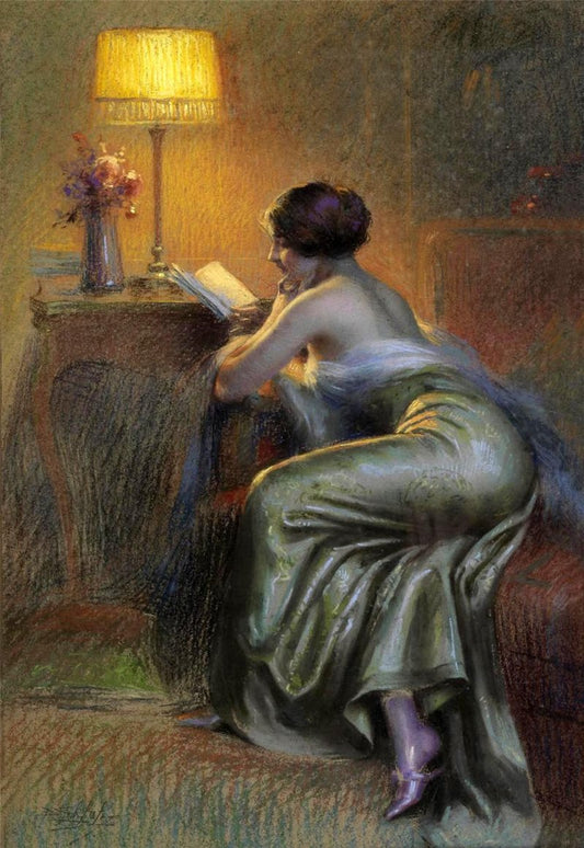 The Novel, vintage artwork by Delphin Enjolras, 12x8" (A4) Poster
