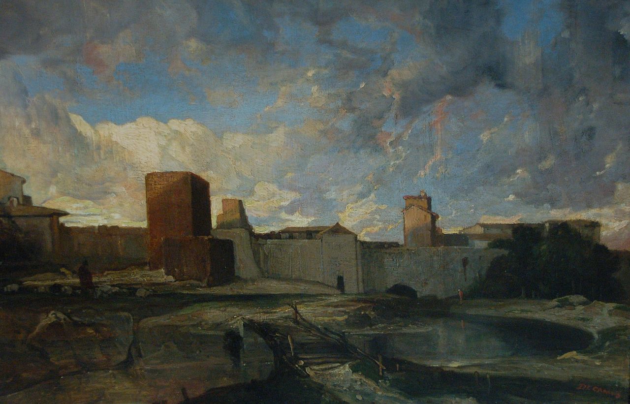 The Ramparts of Aigues-Mortes, vintage artwork by Alexandre-Gabriel Decamps, A3 (16x12") Poster Print