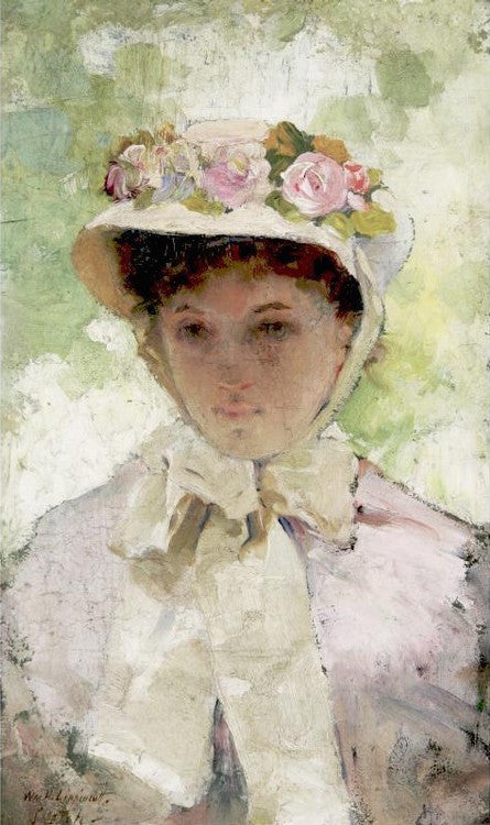 The Flowered Hat - sketch, vintage artwork by William Henry Lippincott, 12x8" (A4) Poster