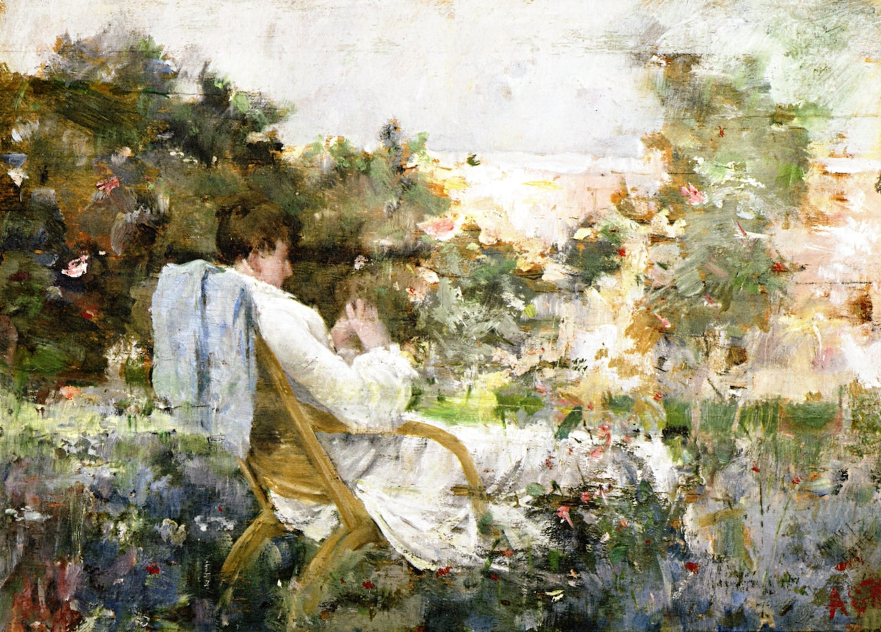 Woman in White Seated, Venice by Albert Grantley Reinhart,A3(16x12")Poster