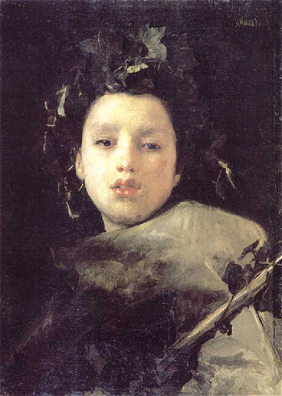Bacco Fanciullo, vintage artwork by Antonio Mancini, 12x8" (A4) Poster