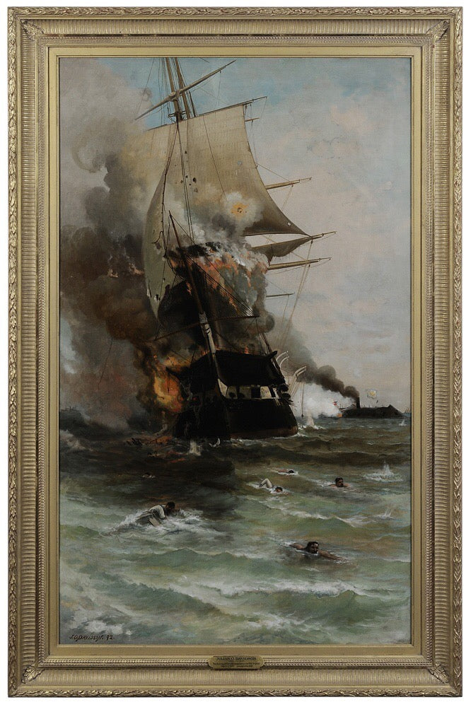 Sinking of the USS Congress by Julian Oliver Davidson,A3(16x12")Poster