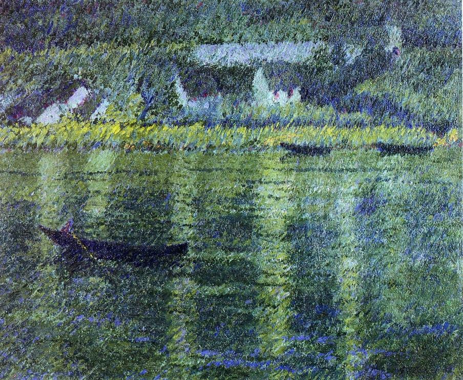 Boats in a River, vintage artwork by Theodore Earl Butler, 12x8" (A4) Poster
