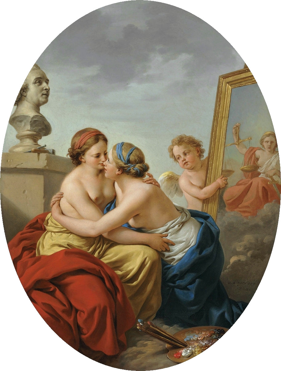 The Union of Painting and Sculpture, vintage artwork by Louis Jean François Lagrenee, 12x8" (A4) Poster