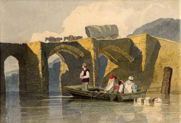 Bridge at Saltram, South Devon, vintage artwork by John Sell Cotman, 12x8" (A4) Poster