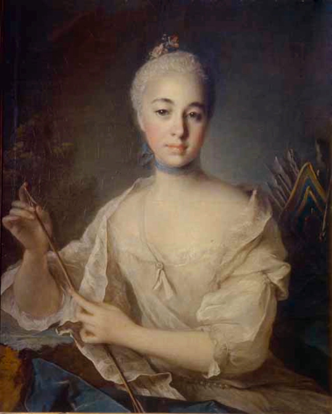 Portrait of Anna Stroganova, vintage artwork by Louis Tocque, 12x8" (A4) Poster