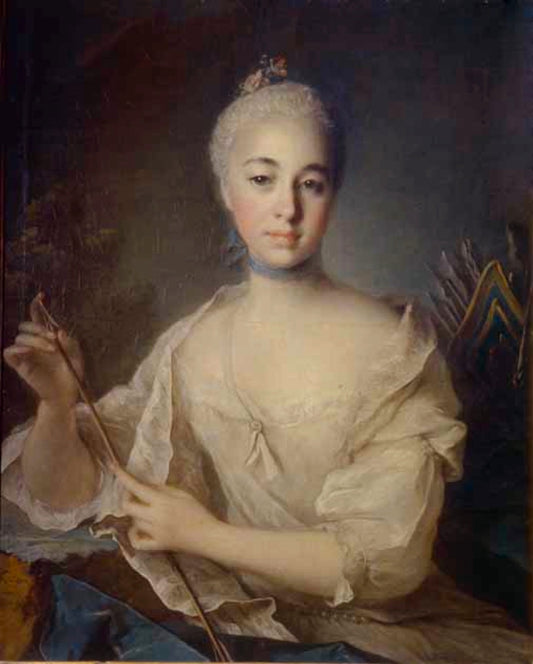 Portrait of Anna Stroganova, vintage artwork by Louis Tocque, 12x8" (A4) Poster
