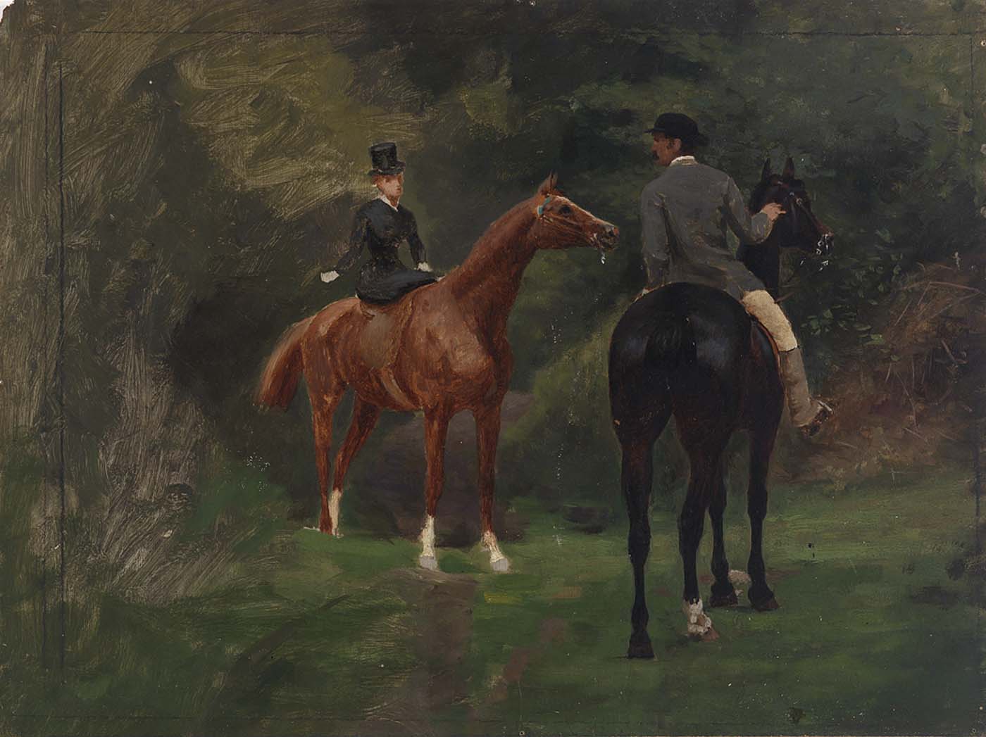 Figures on Horseback, vintage artwork by Eliphalet Frazer Andrews, 12x8" (A4) Poster