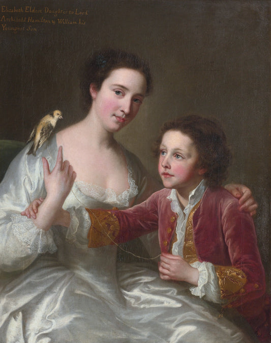 Elizabeth Hamilton, later Countess of Warwick, and her brother William Hamilton, vintage artwork by William Hoare, 12x8" (A4) Poster