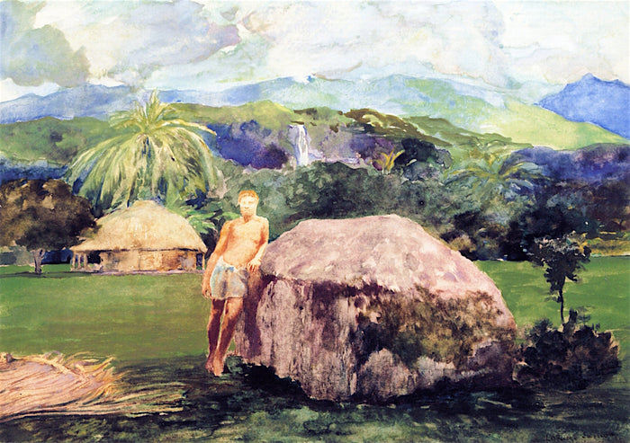 A Chief's Tomb, vintage artwork by John La Farge, 12x8