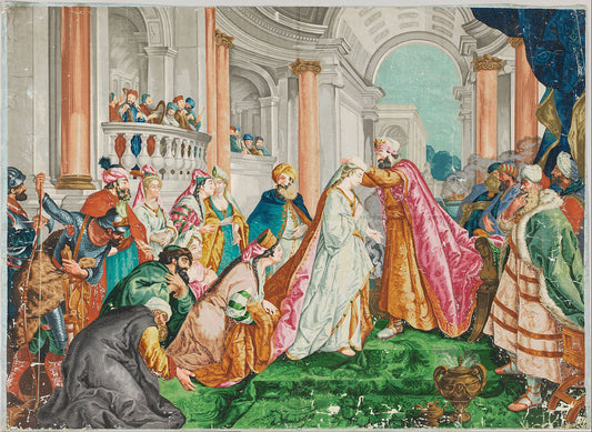 The Coronation of Esther, vintage artwork by Jean-François de Troy, 12x8" (A4) Poster
