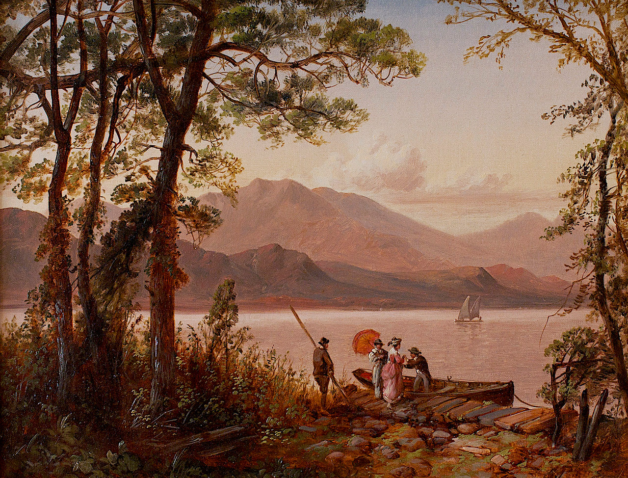 Afternoon Boating on Lake George, vintage artwork by Granville Perkins, 12x8" (A4) Poster