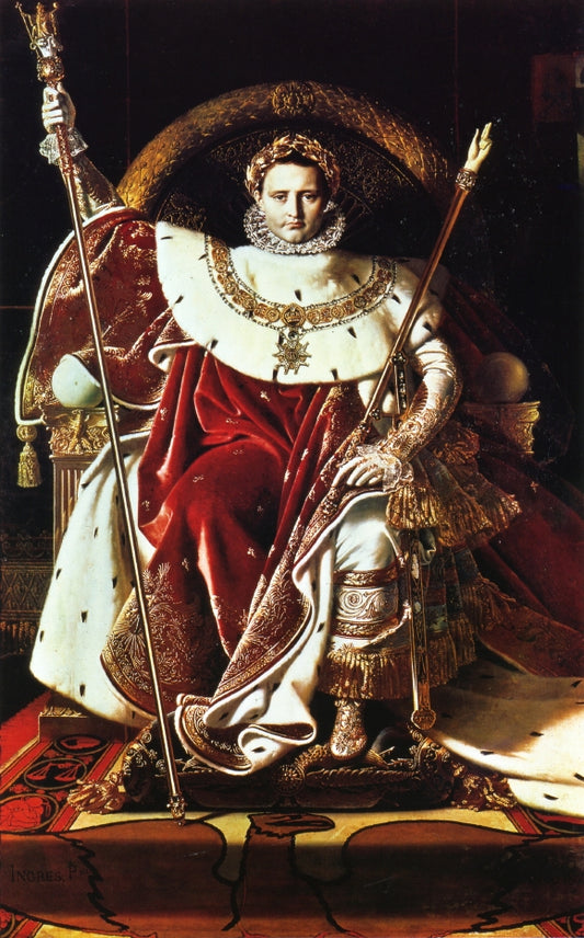 Napoleon as Jupiter Enthroned, vintage artwork by Jean-Auguste-Dominique Ingres, 12x8" (A4) Poster