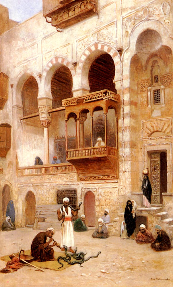 The Snake Charmer, vintage artwork by Frans Wilhelm Odelmark, 12x8" (A4) Poster