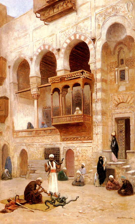 The Snake Charmer, vintage artwork by Frans Wilhelm Odelmark, 12x8" (A4) Poster