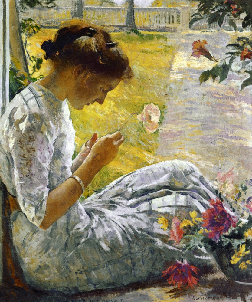 Mercie Cutting Flowers by Edmund Tarbell,A3(16x12")Poster