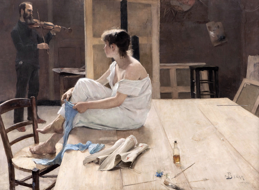 After the Sitting, vintage artwork by Richard Bergh, 12x8" (A4) Poster