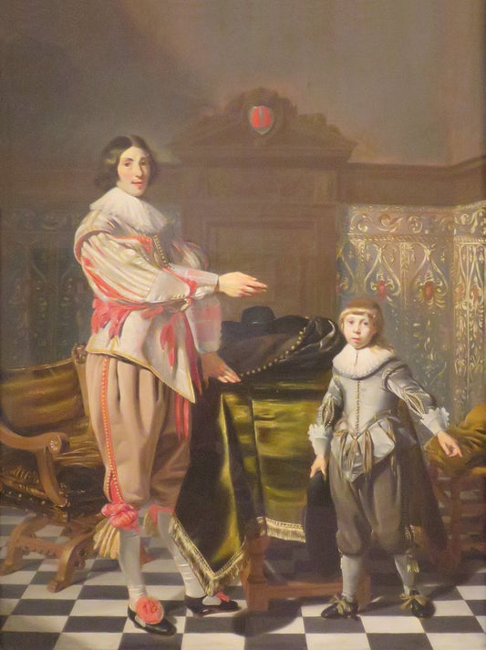 Portrait of a Father and His Son, vintage artwork by Thomas de Keyser, 12x8" (A4) Poster