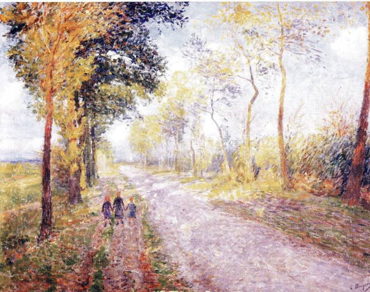 Road with Children, vintage artwork by Georges Buysse, 12x8" (A4) Poster