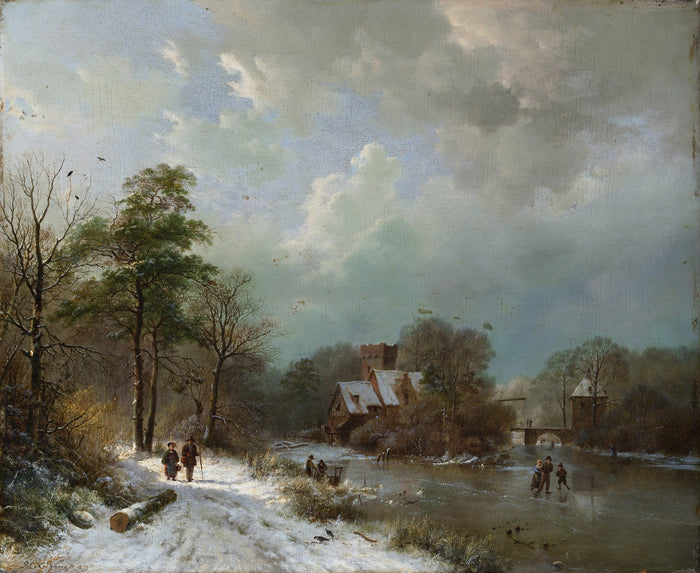 Winter Landscape, Holland, vintage artwork by Barend Cornelis Koekkoek, A3 (16x12