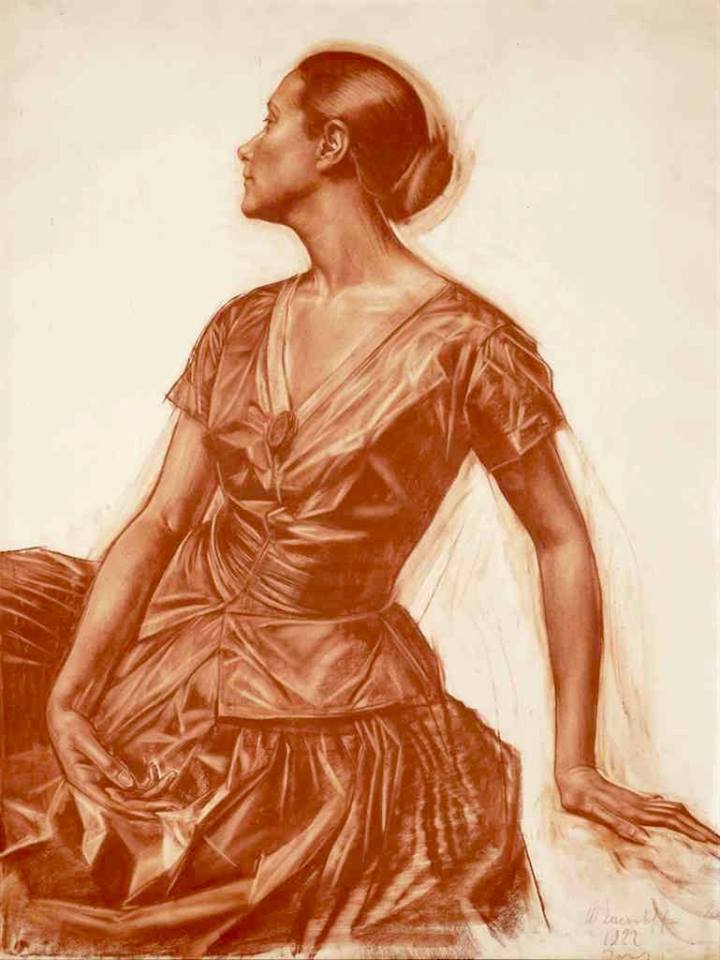 Portrait of Salome Andronikova, vintage artwork by Alexander Evgenievich Yakovlev, 12x8" (A4) Poster
