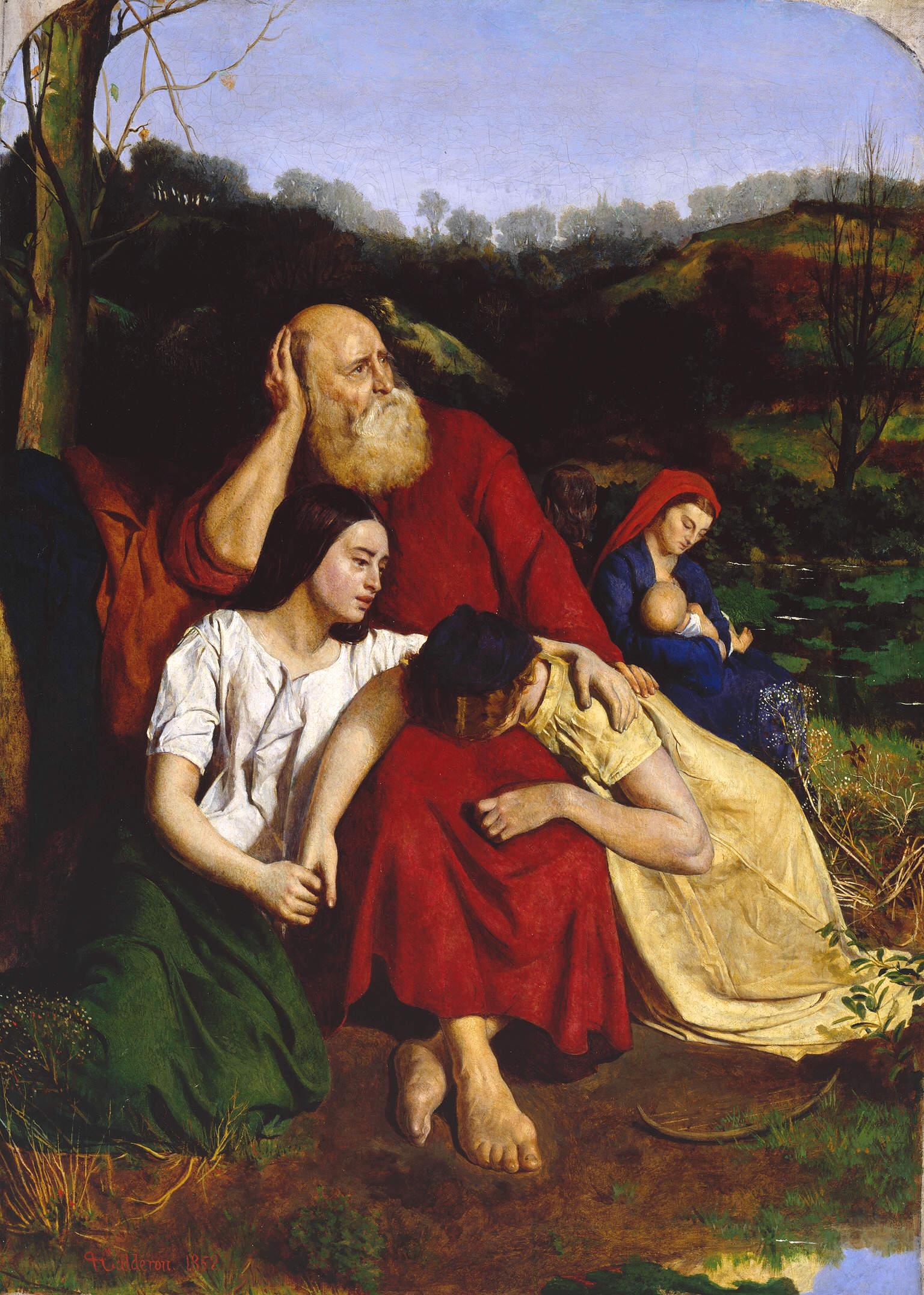 by  the Waters of Baby lon, vintage artwork by Philip Hermogenes Calderon, 12x8" (A4) Poster