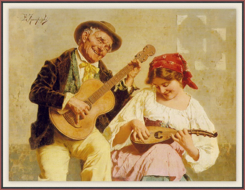 The family duet by Eugenio Zampighi,A3(16x12")Poster