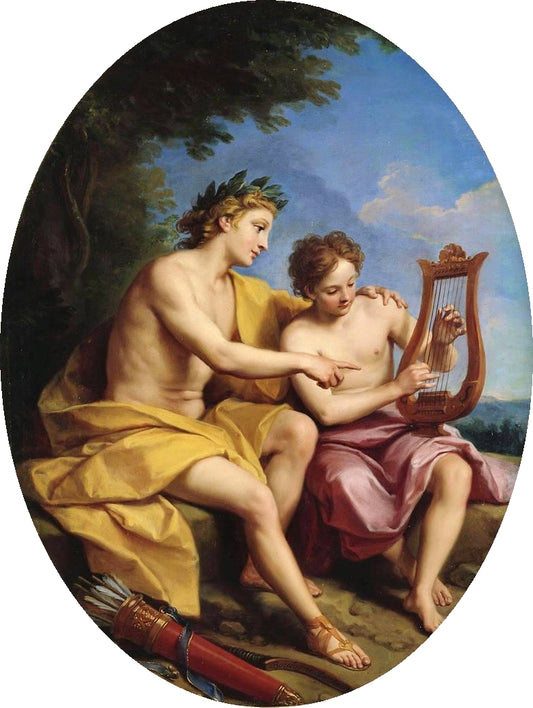 Apollo Teaching Hyacinth to Play Lyra, vintage artwork by Louis de Boullogne the Younger, 12x8" (A4) Poster