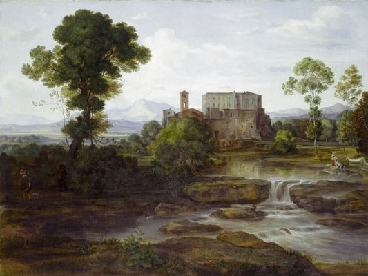 Südliche Ebene mit Kloster (Southern Plain with Monastery), vintage artwork by Johann Heinrich Ferdinand Olivier, 12x8" (A4) Poster