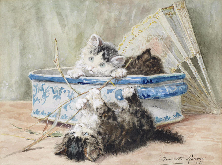 Give us Joy, vintage artwork by Henriette Ronner-Knip, A3 (16x12") Poster Print