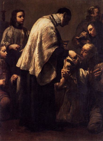 The Seven Sacraments:  Communion, vintage artwork by Giuseppe Maria Crespi, 12x8" (A4) Poster