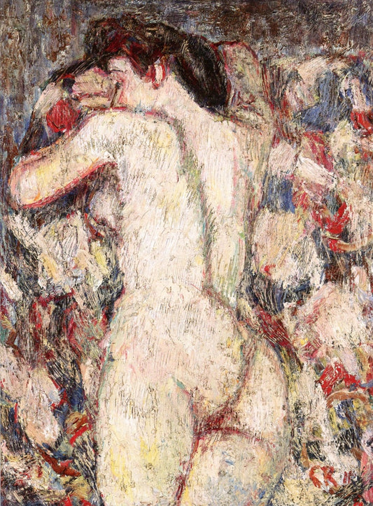 Female Nude Seen from Behind, vintage artwork by Christian Rohlfs, 12x8" (A4) Poster
