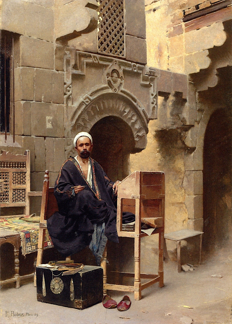 The Scribe, vintage artwork by Raphael Ambros, 12x8" (A4) Poster