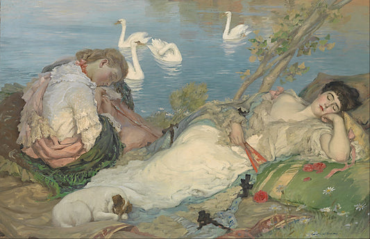 Endormies, vintage artwork by Rupert Bunny, 12x8" (A4) Poster