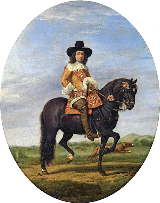 Portrait of a Man on Horseback, vintage artwork by Adriaen van de Velde, 12x8" (A4) Poster
