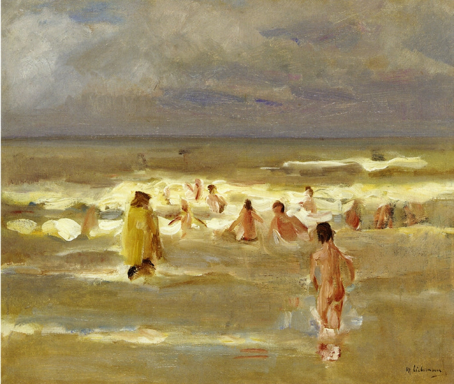 Bathing Boys, vintage artwork by Max Liebermann, 12x8" (A4) Poster