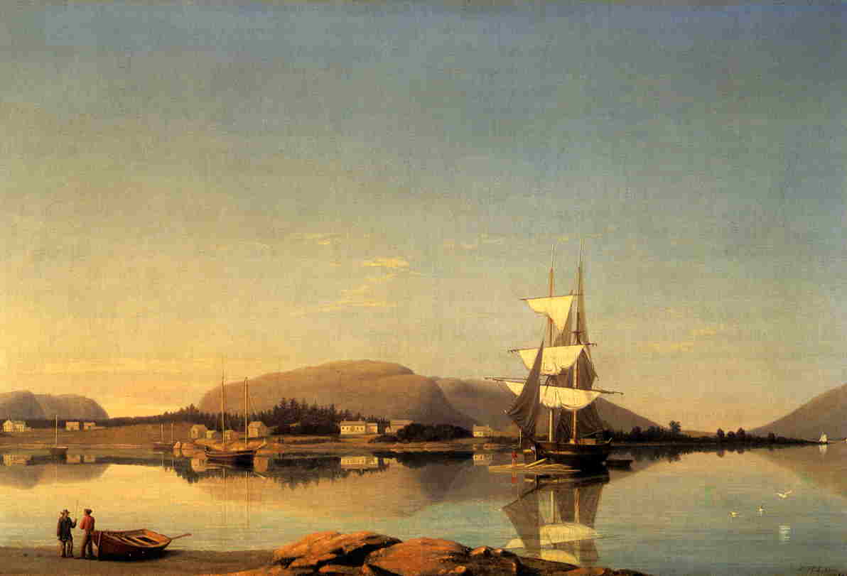 Entrance to Somes Sound from Southwest Harbor, vintage artwork by Fitz Henry Lane, A3 (16x12") Poster Print