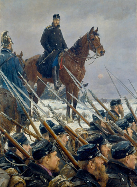 Colonel Max Müller at Sankelmark Lake on 6 February 1864, vintage artwork by Otto Bache, 12x8" (A4) Poster