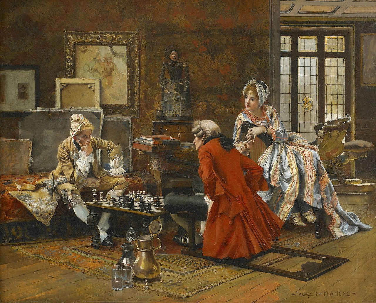 The Chess Game by Francois Flameng,A3(16x12")Poster
