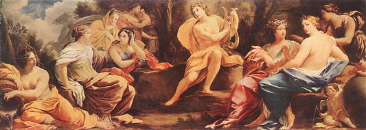 Parnassus, vintage artwork by Simon Vouet, 12x8" (A4) Poster