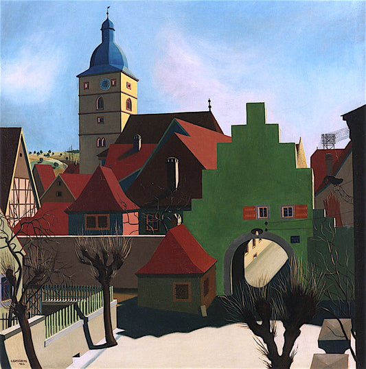 Village Gate in Lower Franconia, vintage artwork by Carl Grossberg, 12x8" (A4) Poster